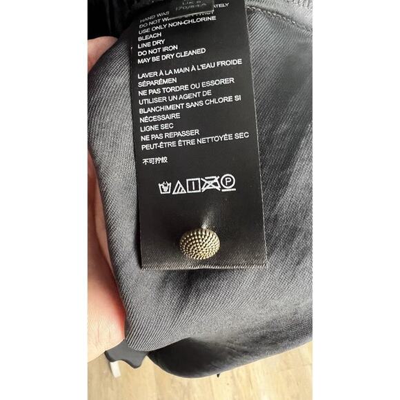 Anthropologie Gwendolyn Deep V-Neck Long Puff Sleeve Black‎ Midi Dress Sz 2 NWOT - Picture 11 of 12